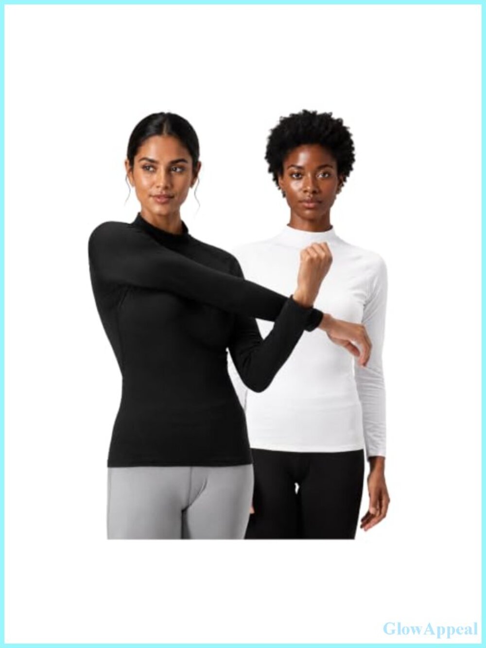 DEVOPS Women's 2 Pack Thermal Turtle Neck Long Sleeve Compression Shirts